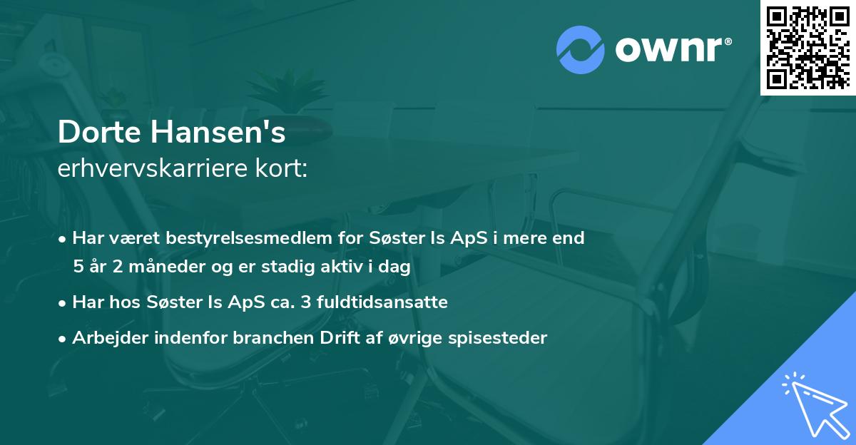 Dorte Hansen's erhvervskarriere kort
