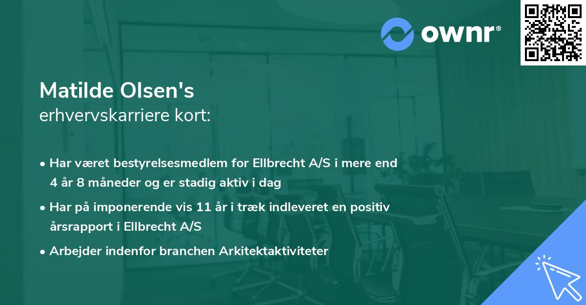 Matilde Olsen's erhvervskarriere kort