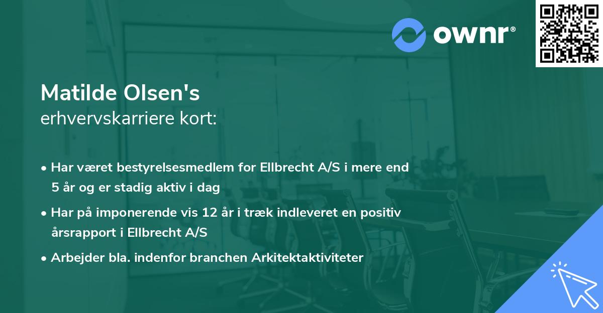 Matilde Olsen's erhvervskarriere kort