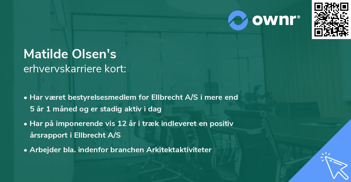 Matilde Olsen's erhvervskarriere kort