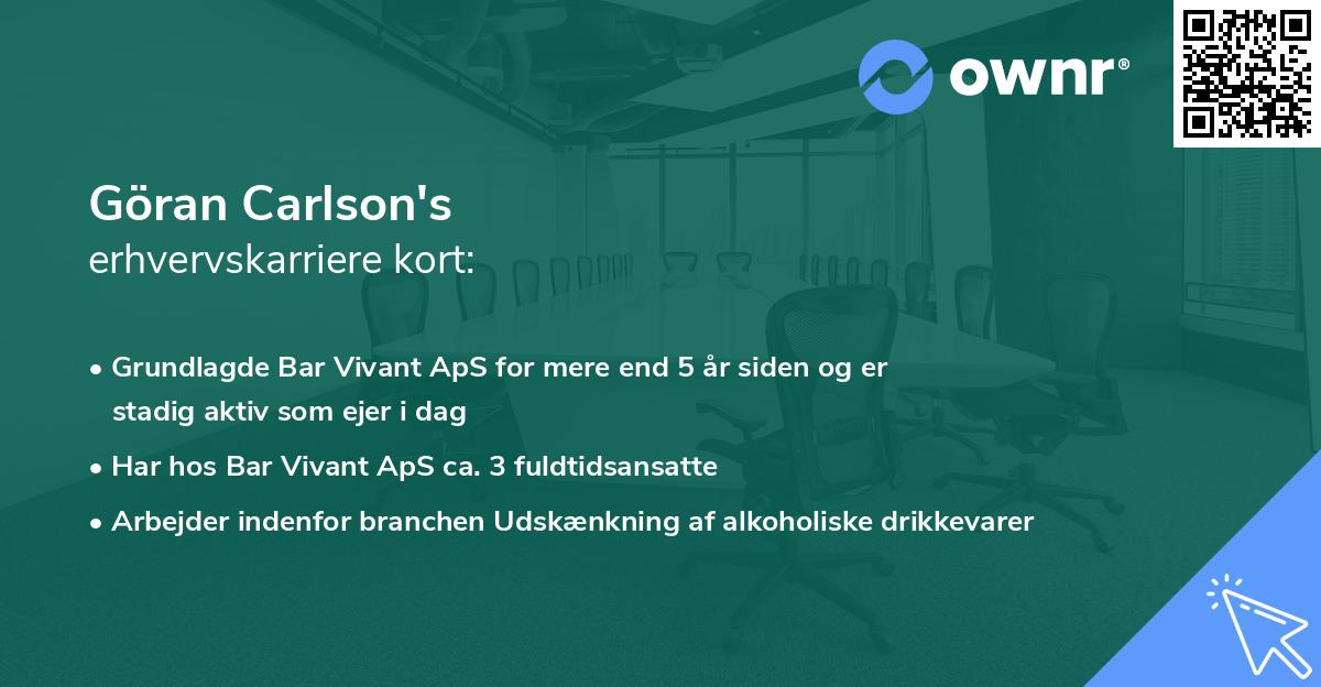 Göran Carlson's erhvervskarriere kort