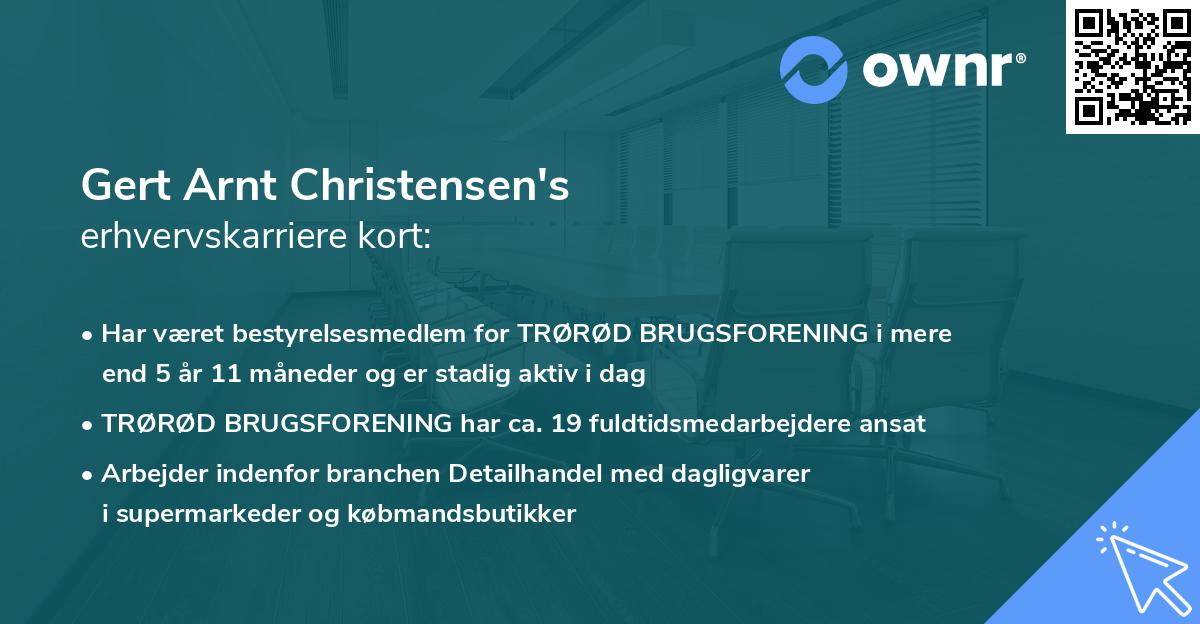 Gert Arnt Christensen's erhvervskarriere kort