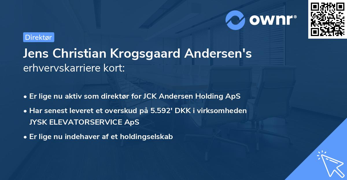 Jens Christian Krogsgaard Andersen's erhvervskarriere kort