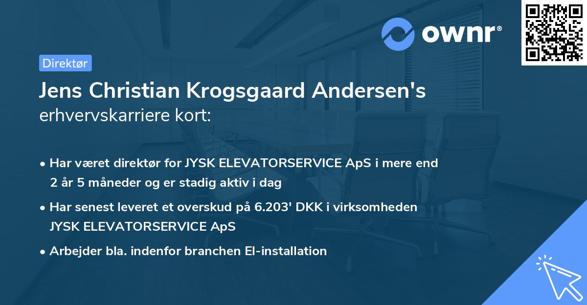 Jens Christian Krogsgaard Andersen's erhvervskarriere kort
