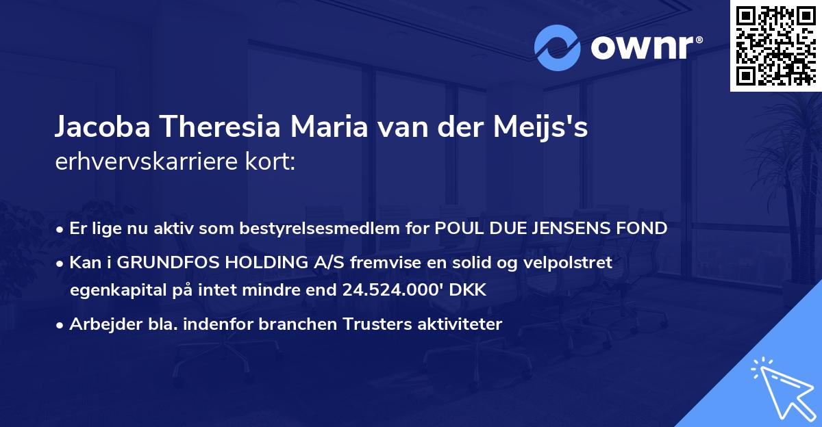 Jacoba Theresia Maria van der Meijs's erhvervskarriere kort