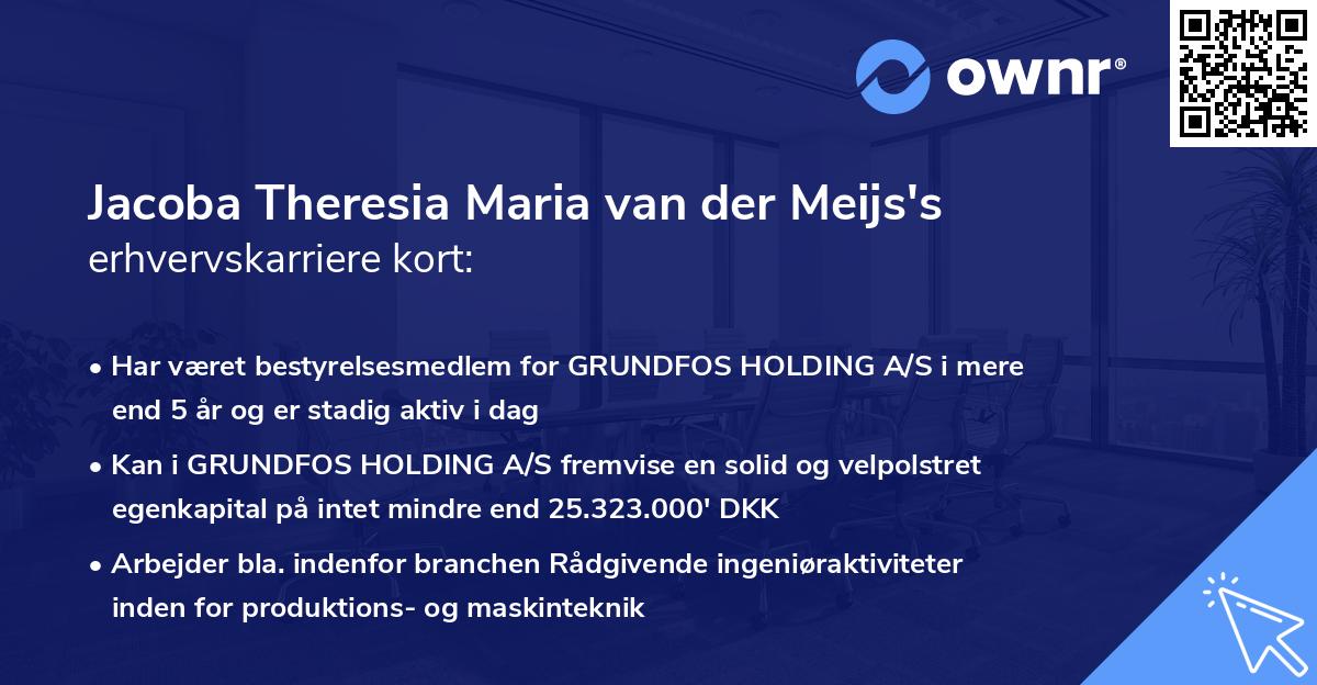 Jacoba Theresia Maria van der Meijs's erhvervskarriere kort