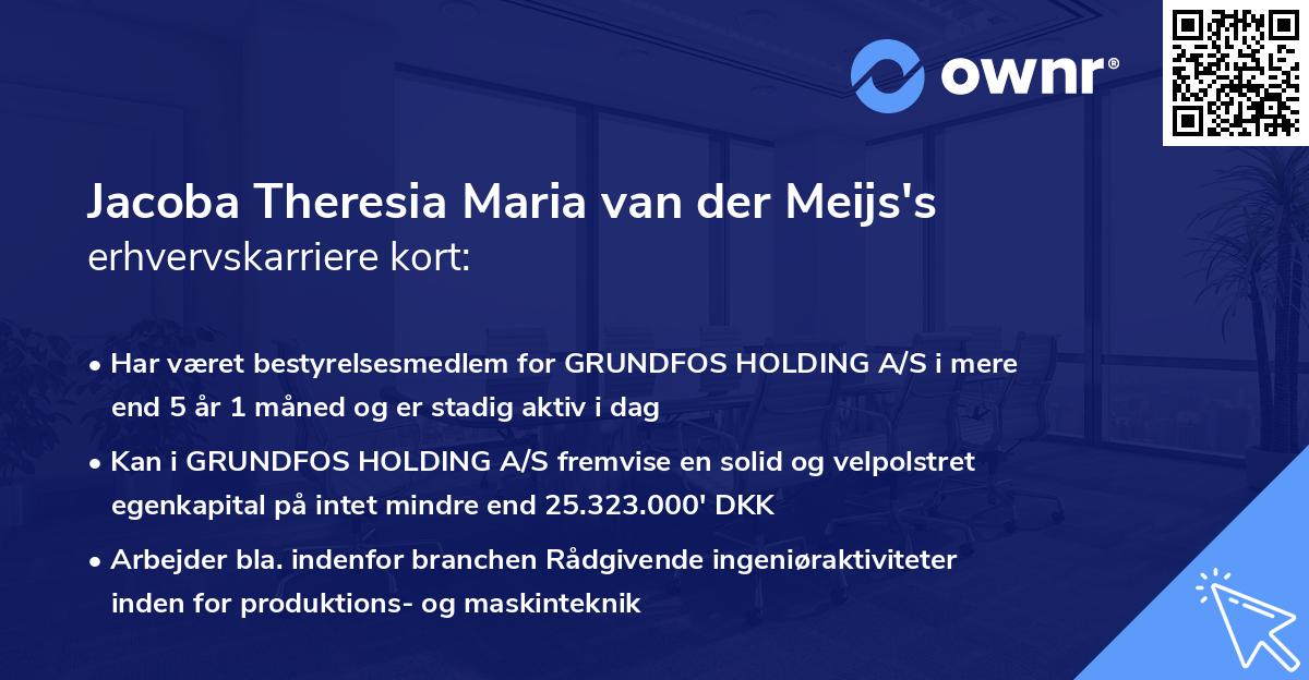 Jacoba Theresia Maria van der Meijs's erhvervskarriere kort