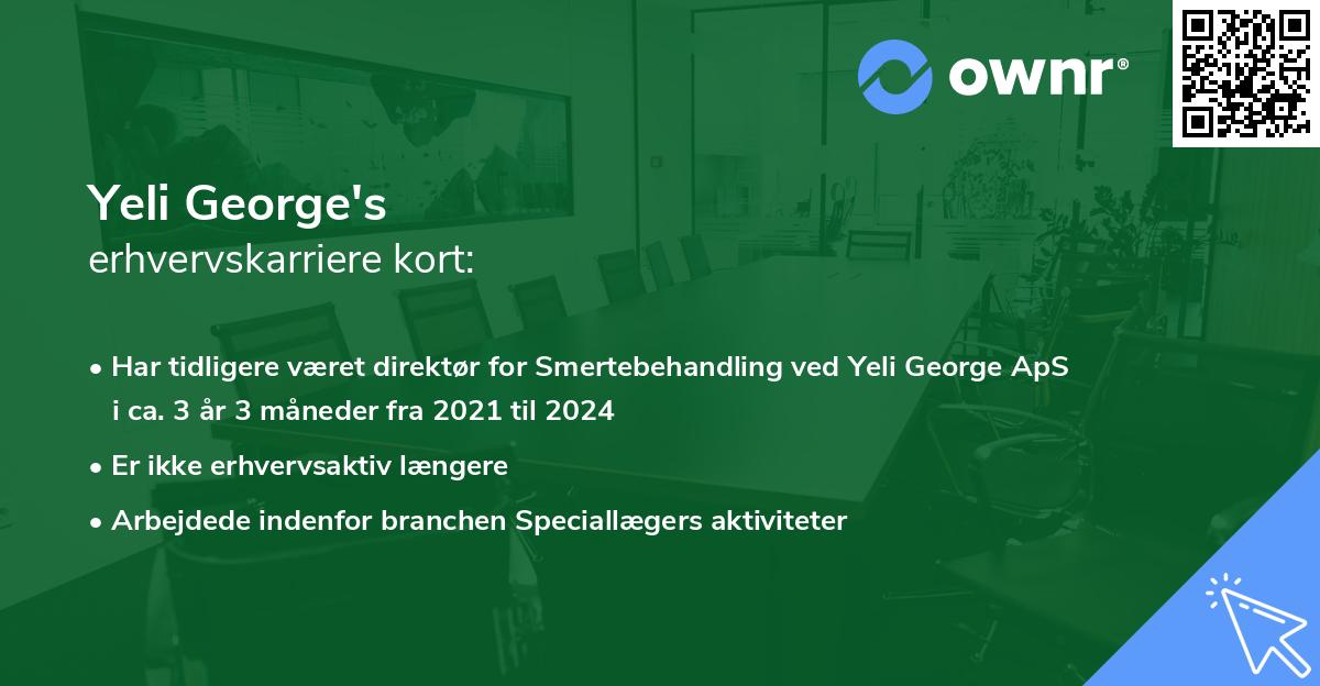 Yeli George's erhvervskarriere kort