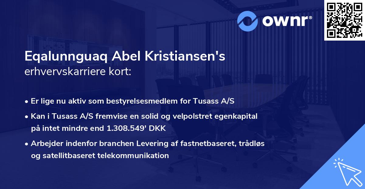 Eqalunnguaq Abel Kristiansen's erhvervskarriere kort