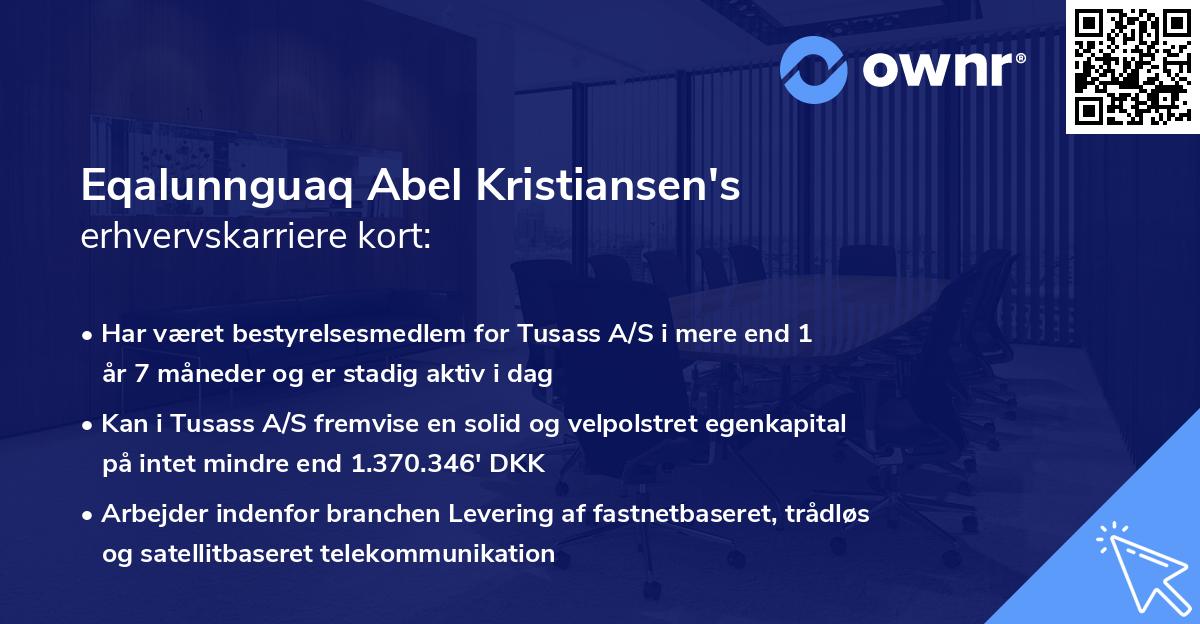 Eqalunnguaq Abel Kristiansen's erhvervskarriere kort