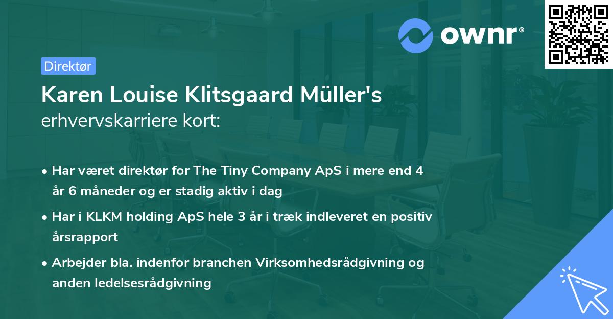 Karen Louise Klitsgaard Müller's erhvervskarriere kort