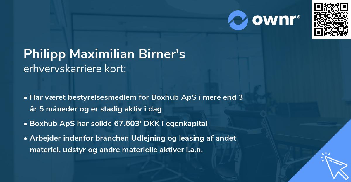 Philipp Maximilian Birner's erhvervskarriere kort