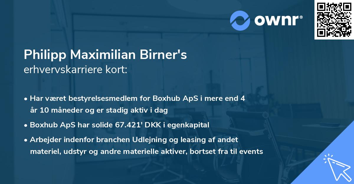 Philipp Maximilian Birner's erhvervskarriere kort