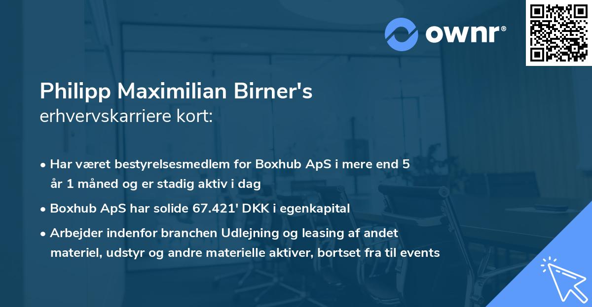 Philipp Maximilian Birner's erhvervskarriere kort
