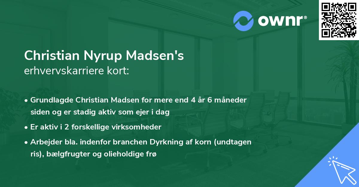 Christian Nyrup Madsen's erhvervskarriere kort
