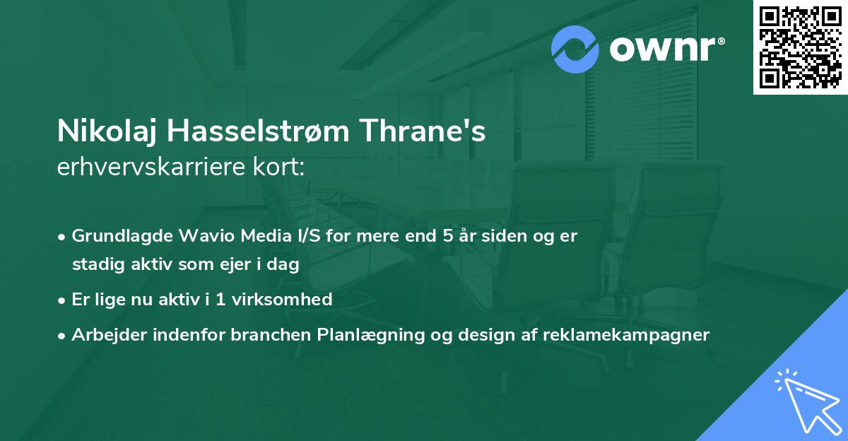 Nikolaj Hasselstrøm Thrane's erhvervskarriere kort