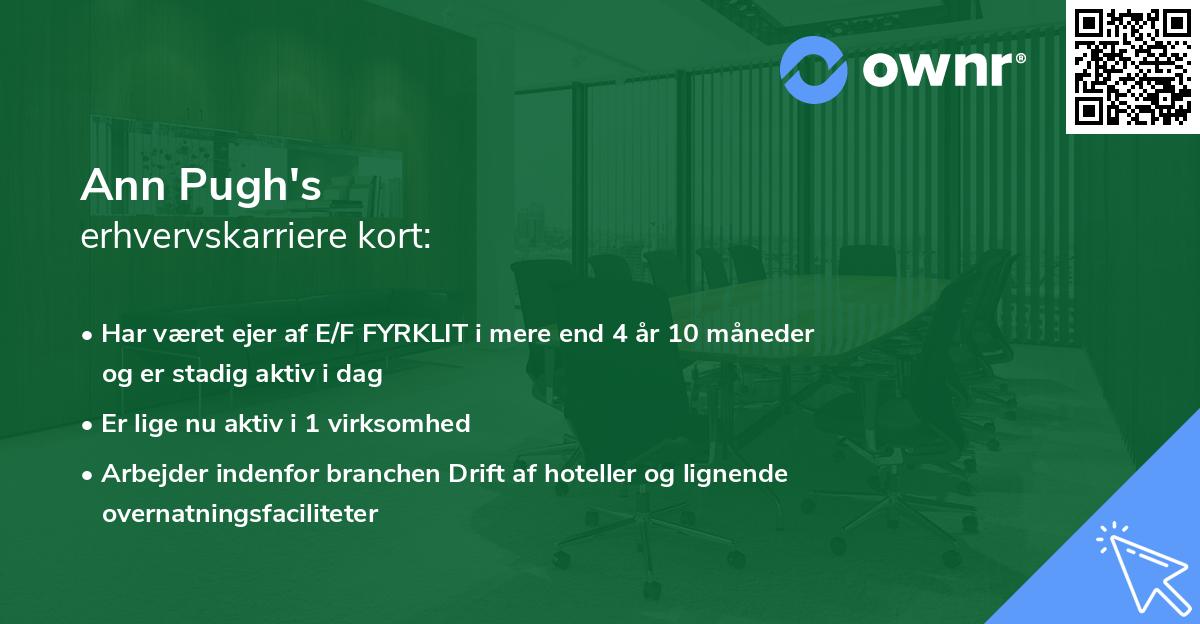 Ann Pugh's erhvervskarriere kort