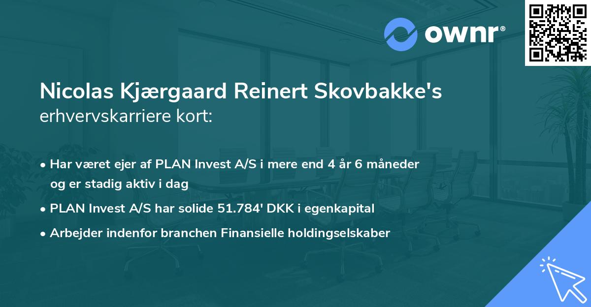 Nicolas Kjærgaard Reinert Skovbakke's erhvervskarriere kort