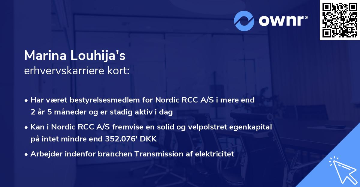 Marina Louhija's erhvervskarriere kort