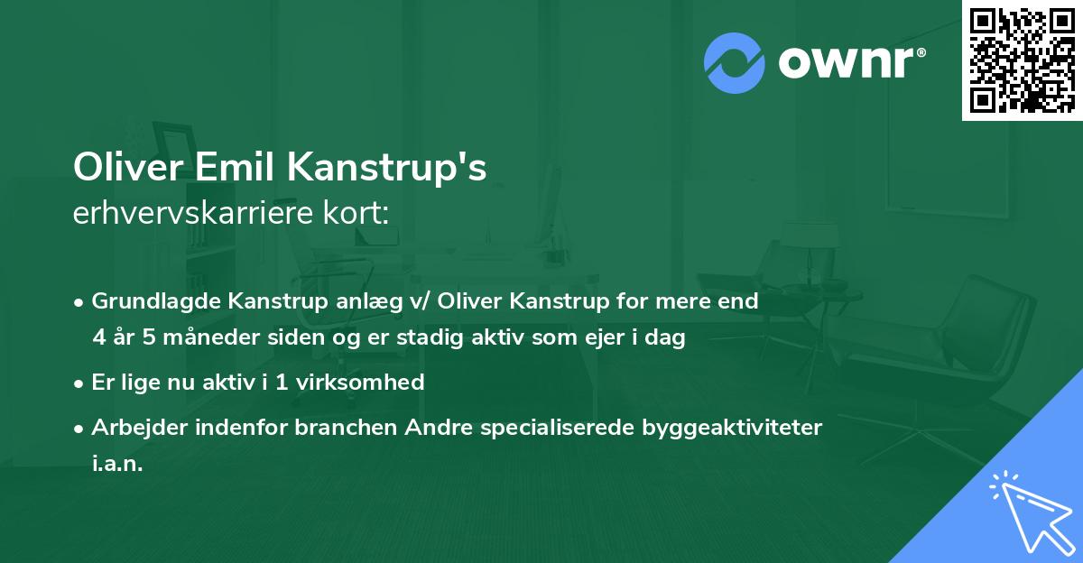 Oliver Emil Kanstrup's erhvervskarriere kort