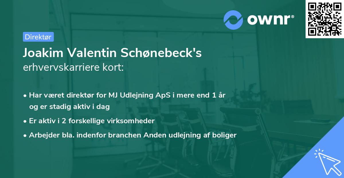 Joakim Valentin Schønebeck's erhvervskarriere kort