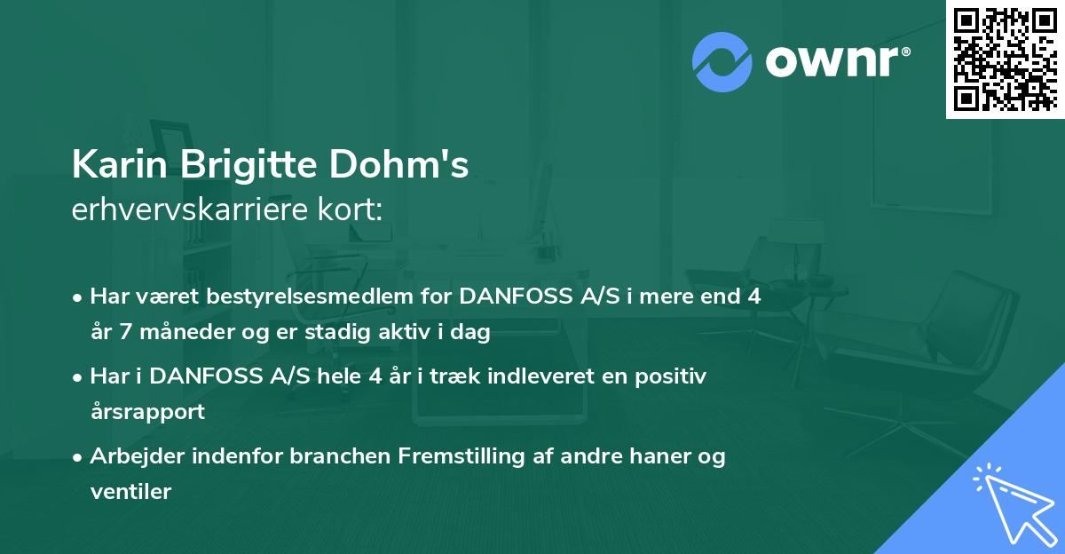 Karin Brigitte Dohm's erhvervskarriere kort