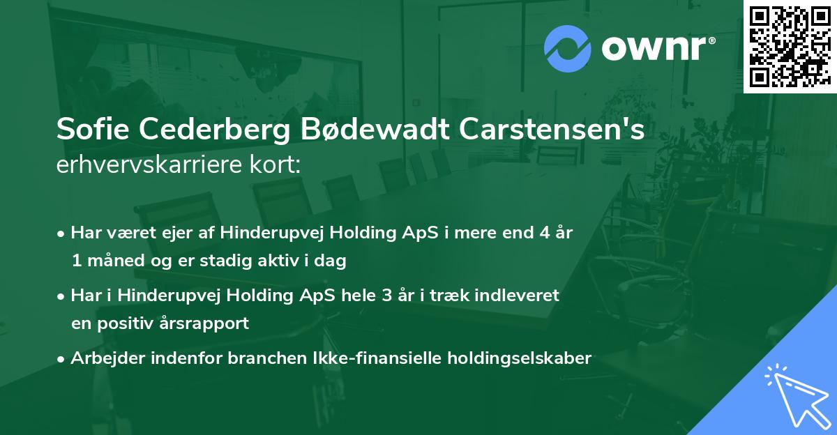 Sofie Cederberg Bødewadt Carstensen's erhvervskarriere kort