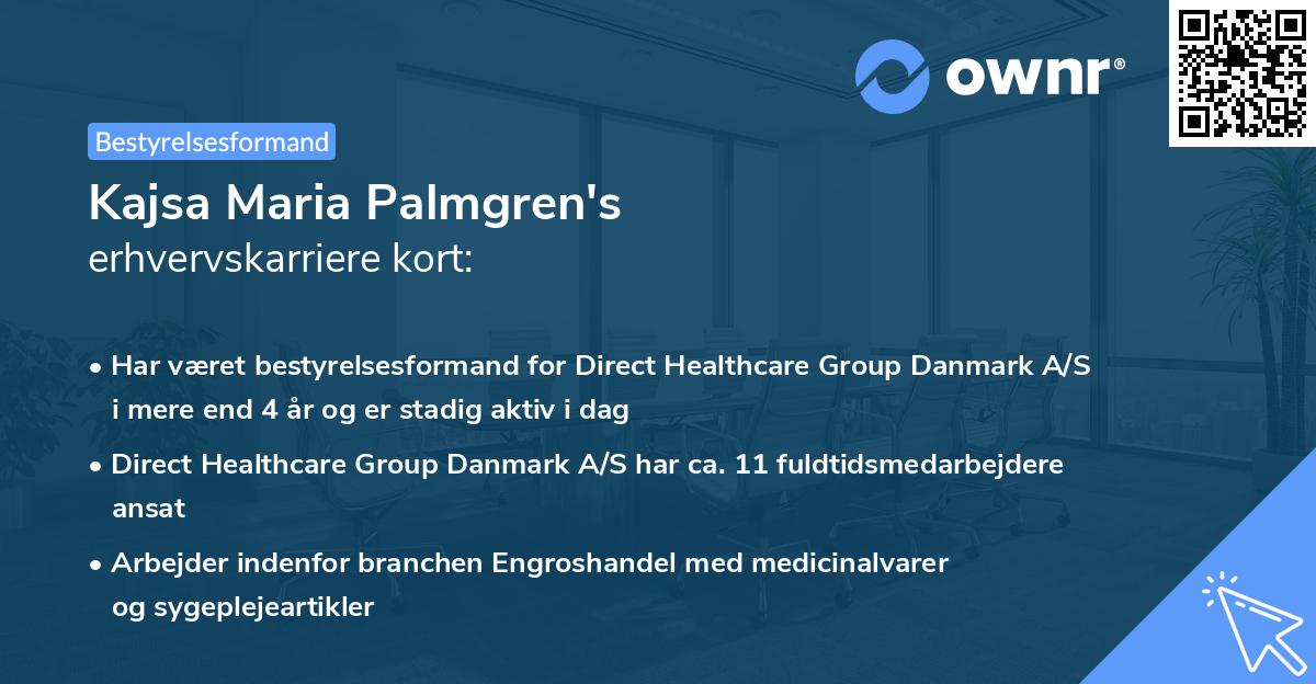 Kajsa Maria Palmgren's erhvervskarriere kort