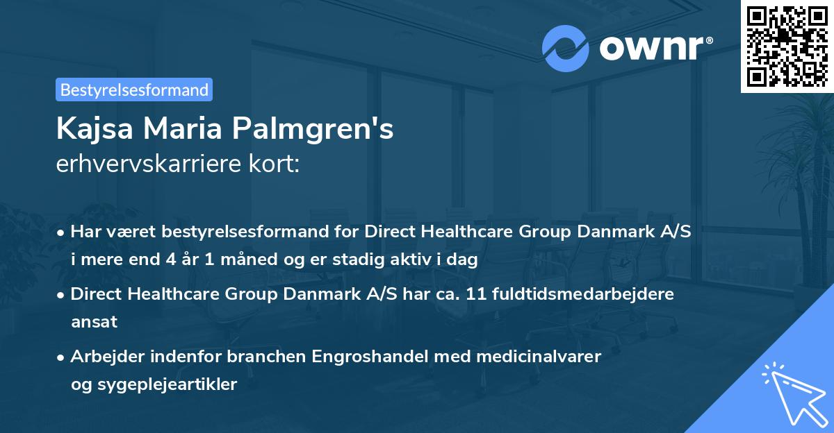 Kajsa Maria Palmgren's erhvervskarriere kort
