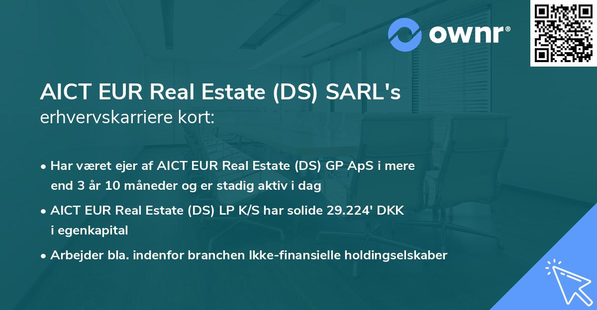 AICT EUR Real Estate (DS) SARL's erhvervskarriere kort