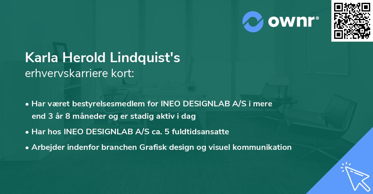 Karla Herold Lindquist's erhvervskarriere kort