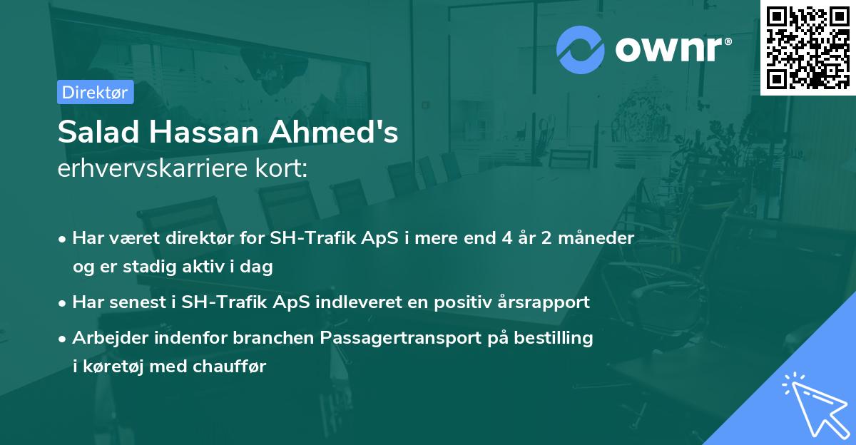 Salad Hassan Ahmed's erhvervskarriere kort
