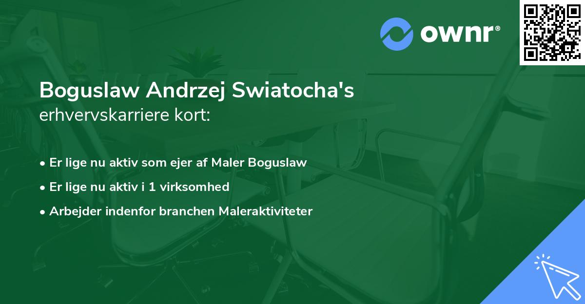 Boguslaw Andrzej Swiatocha's erhvervskarriere kort