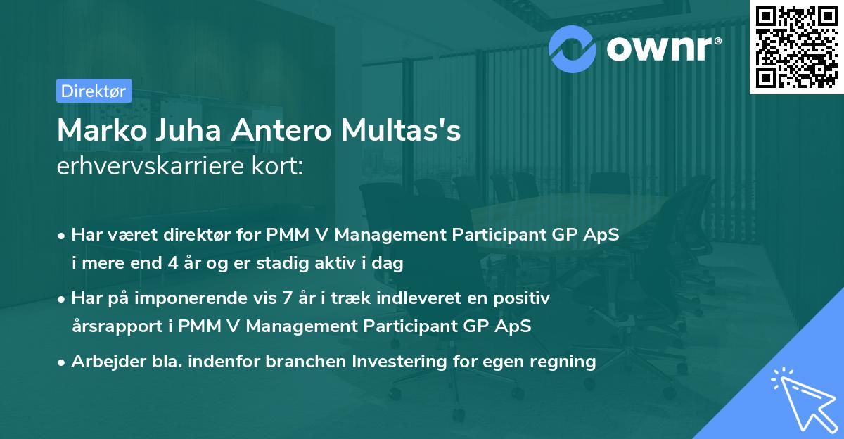 Marko Juha Antero Multas's erhvervskarriere kort