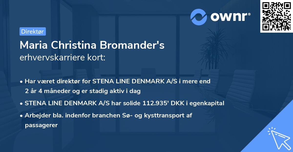 Maria Christina Bromander's erhvervskarriere kort