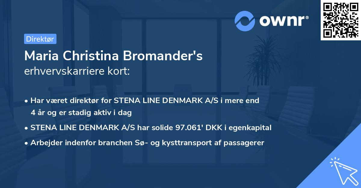 Maria Christina Bromander's erhvervskarriere kort