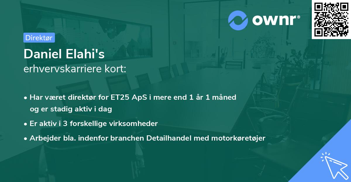 Daniel Elahi's erhvervskarriere kort
