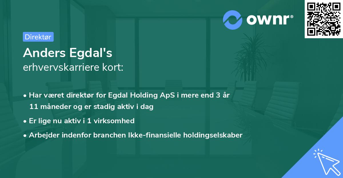 Anders Egdal's erhvervskarriere kort