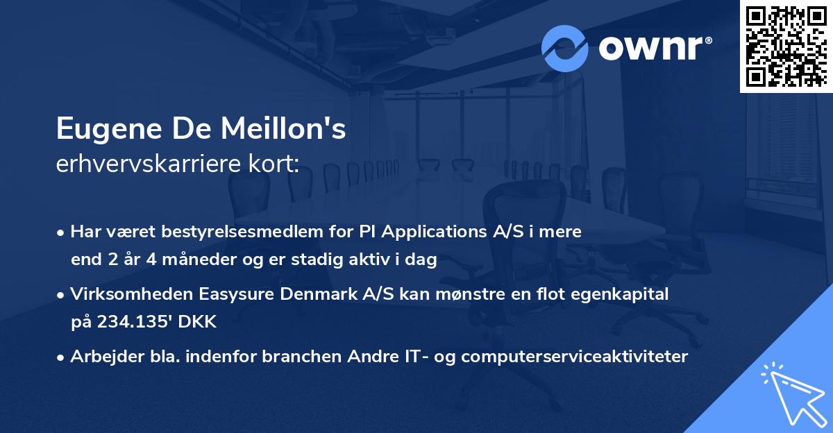 Eugene De Meillon's erhvervskarriere kort