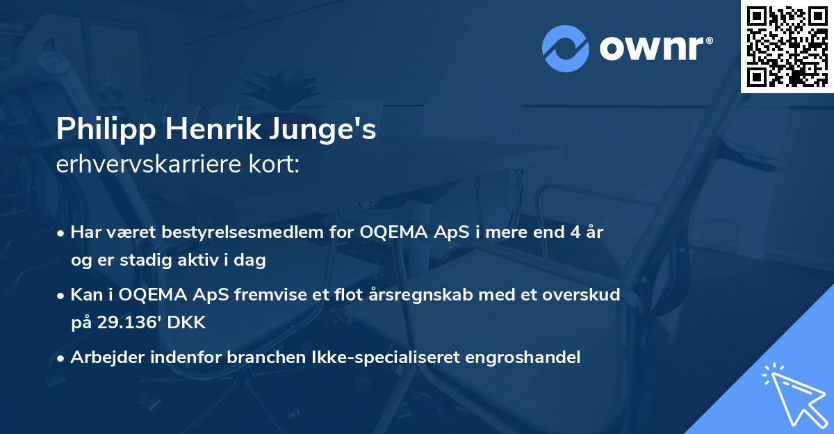 Philipp Henrik Junge's erhvervskarriere kort