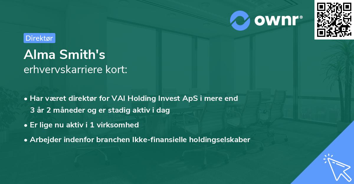 Alma Smith's erhvervskarriere kort