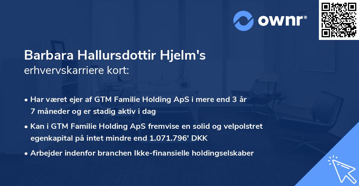 Barbara Hallursdottir Hjelm's erhvervskarriere kort