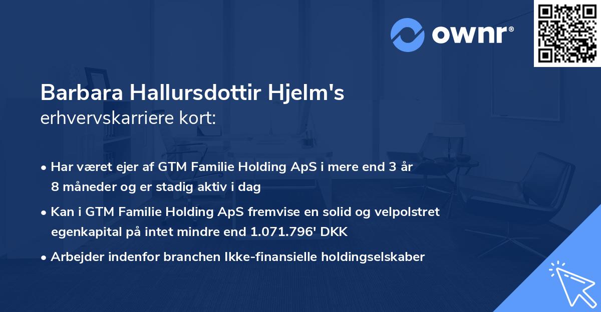 Barbara Hallursdottir Hjelm's erhvervskarriere kort