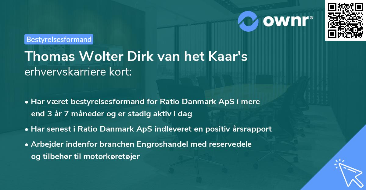 Thomas Wolter Dirk van het Kaar's erhvervskarriere kort