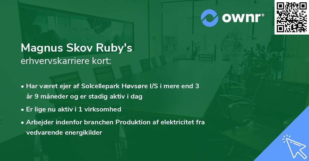 Magnus Skov Ruby's erhvervskarriere kort