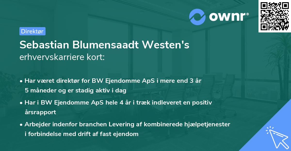 Sebastian Blumensaadt Westen's erhvervskarriere kort