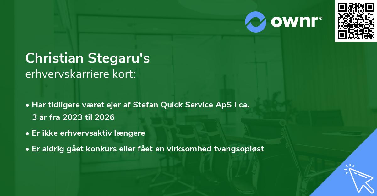 Christian Stegaru's erhvervskarriere kort