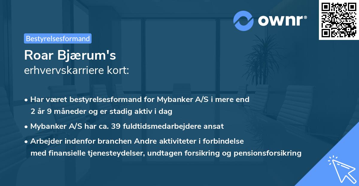 Roar Bjærum's erhvervskarriere kort