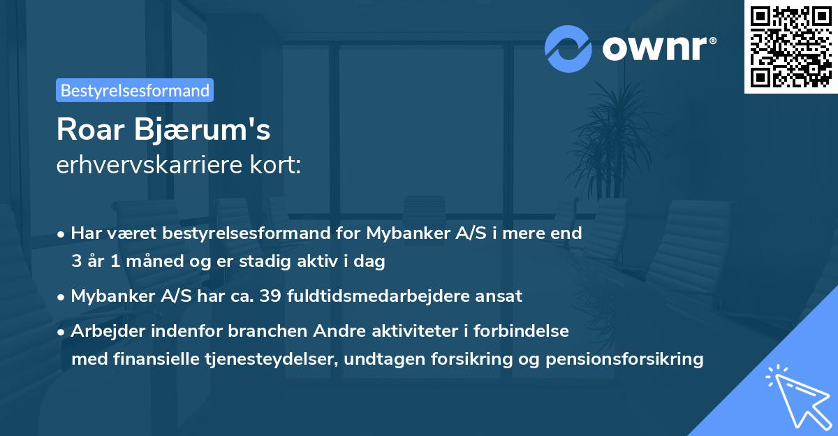 Roar Bjærum's erhvervskarriere kort
