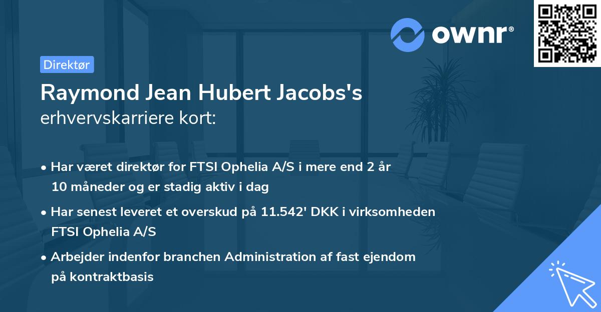 Raymond Jean Hubert Jacobs's erhvervskarriere kort